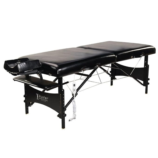 Master Massage 30” Galaxy Therma Top Lash Bed 2 Fold with Carry Case SPA Table Heigh Adjustable with Accessories (Black)
