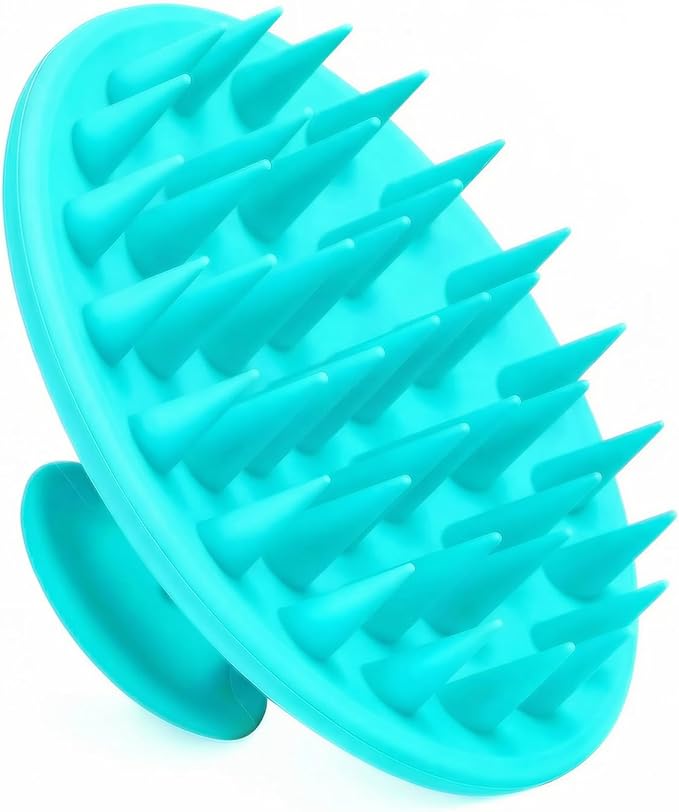 Meartchy Silicone Scalp Massager Shampoo Brush, Scalp Brush for Hair Growth & Dandruff Removal, Hair Scrubber Scalp Stimulator Exfoliator Brush with Soft Bristles for Wet Dry Scalp Care (Lake Blue)