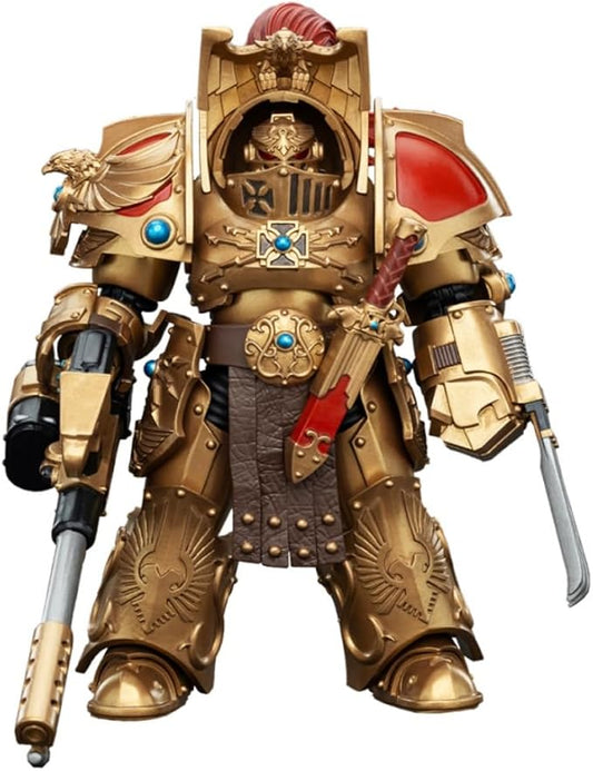 JOYTOY Warhammer The Horus Heresy Legio Custodes Aquilon Terminator Squad Aquilon with Infernus Firepike 1:18 Scale 5.4in Action Figure Mecha Joy Toy Collection Model