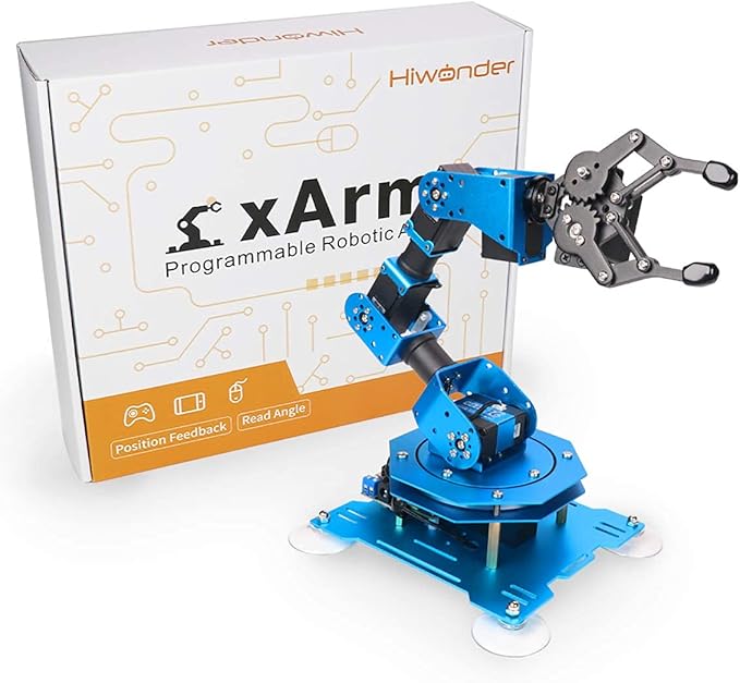 Robotic Arm for Arduino Coding Programming 6DOF Hiwonder-xArm1S STEM Educational Building Robot Arm Kits, 6 AXIS Full Metal Robotic Arm Wireless Controller/PC/App/Mouse Control Learning Robot