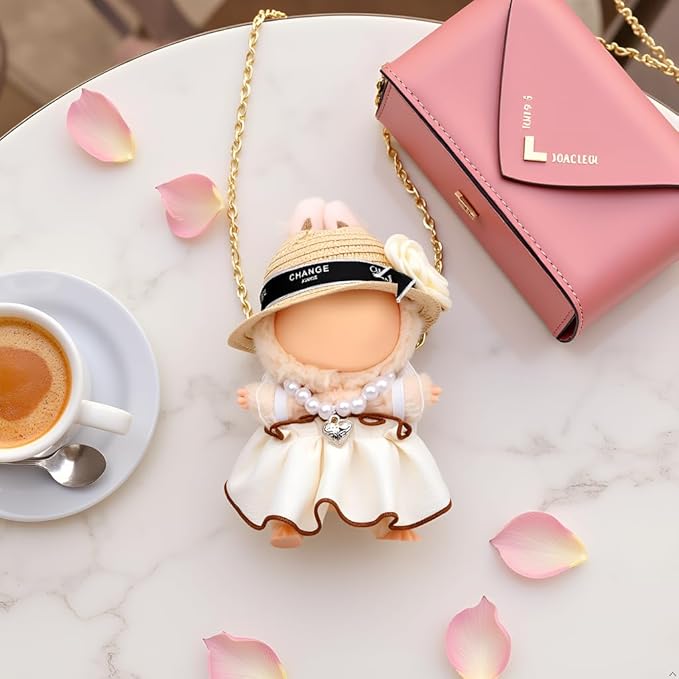 Doll Clothes Set for 6.7-inch/5.9-inch Dolls - Luxury Chic High-End Fashion Outfit with Suitable Accessories, Elegant Style Sunhat (No Dolls)