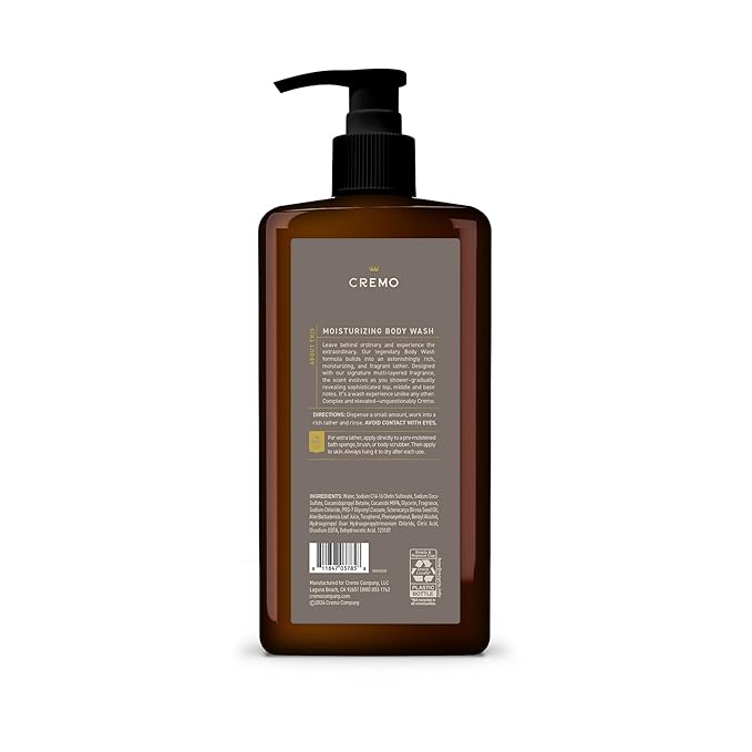 Cremo Rich-Lathering Vintage Suede Body Wash for Men, 32 Fl Oz
