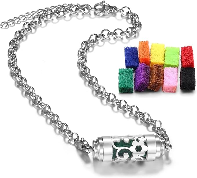 JOYEAR Essential Oil Bracelet,Essential Oil Diffuser Bracelet Stainless Steel Aromatherapy Locket Adjustable Diffuser Bracelet Unisex (Cover-F)