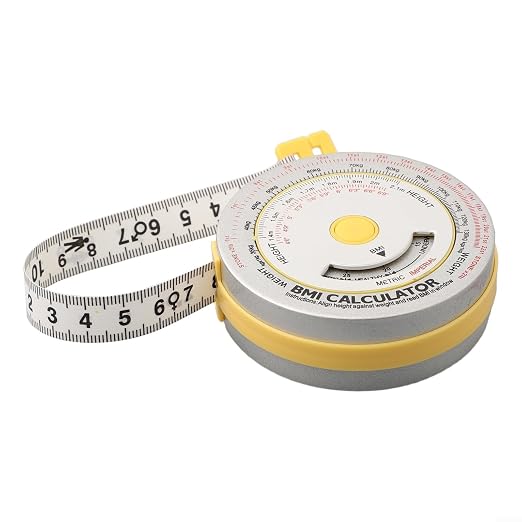 BMI Body Mass Index Tape Measure, Retractable Design with Lock Button, Plastic Material for Diet Fitness Tracking, 150cm/200cm Options(yellow)