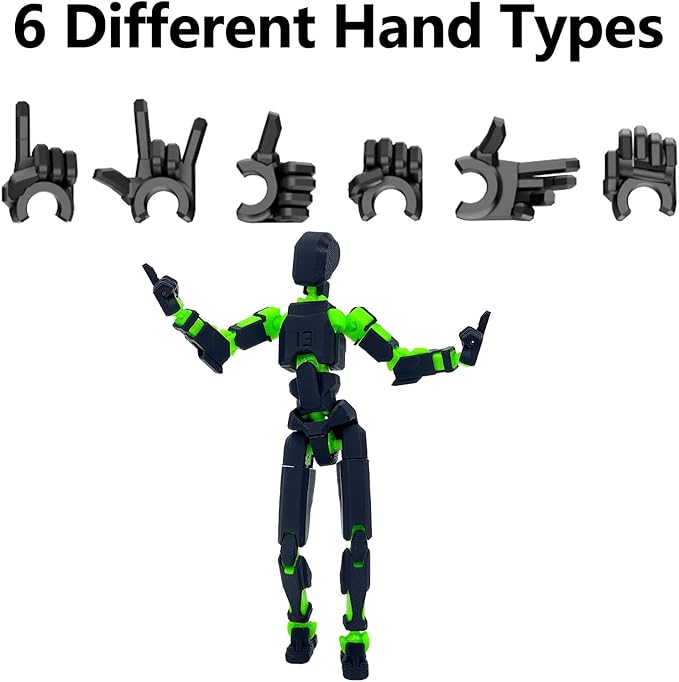 (Assembly Completed) 3D Printed Action Figure，T13 Robot Action Figure, T13 Collectible Action Figure Articulated, for Collectors Desktop Decorations ((Black Green))
