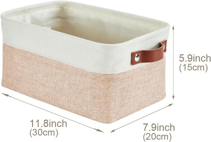 DECOMOMO Small Storage Basket, Closet Storage Bins | 6 Pack Baskets for Organizing Shelves, Decorative Linen Closet Baskets (Beige & White)