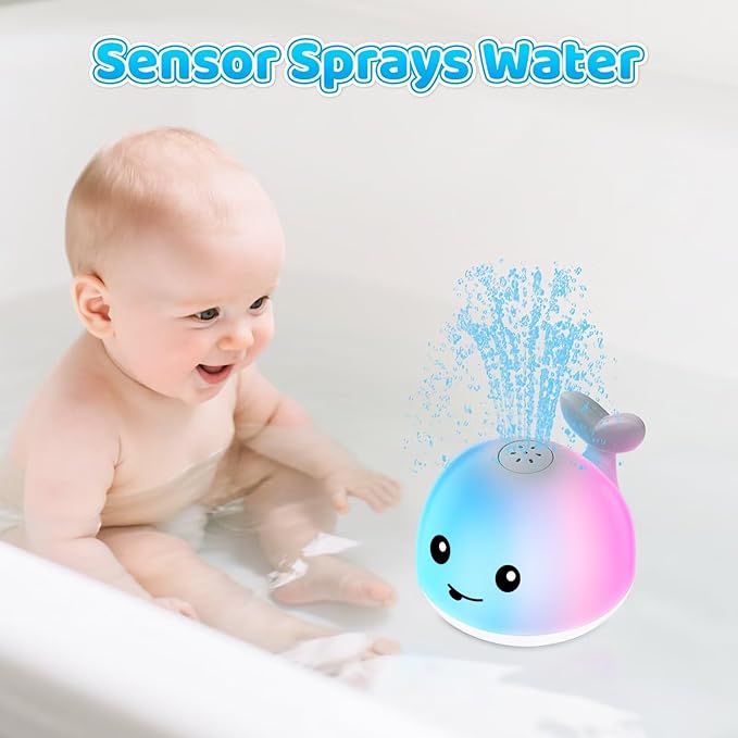 Baby Bath Toys for Kids Ages 1-3 & Babies 6-12 Months, Light Up Whale Sprinkler Water Toys for Infant Toddlers 1 2 3 Year Old Boys Girls Valentines Birthday Gifts Newborn Essentials