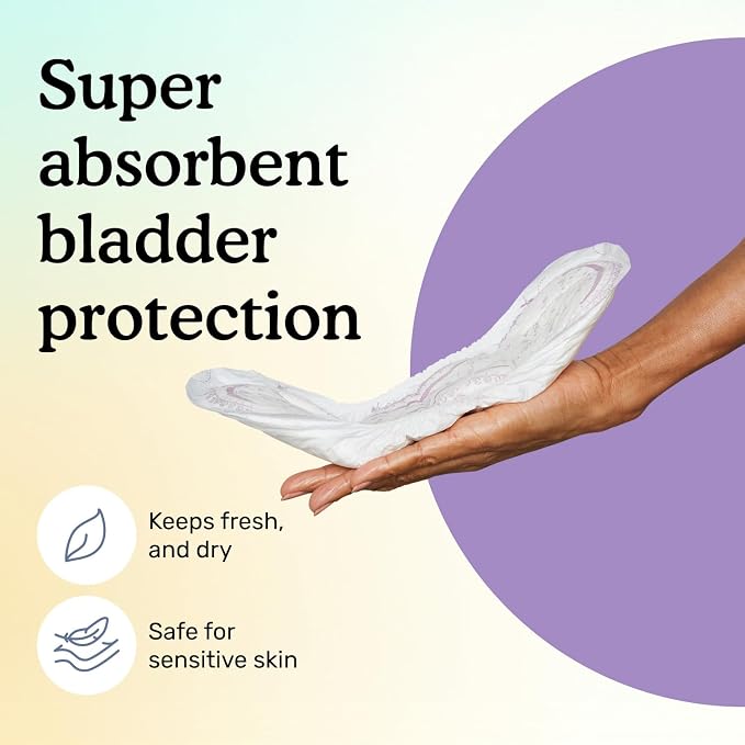 Because Incontinence Pads for Women - Extra Heavy Absorbency, Overnight Postpartum Incontinence Liners, 12hr Nighttime Leak-Free Protection, 20 Count