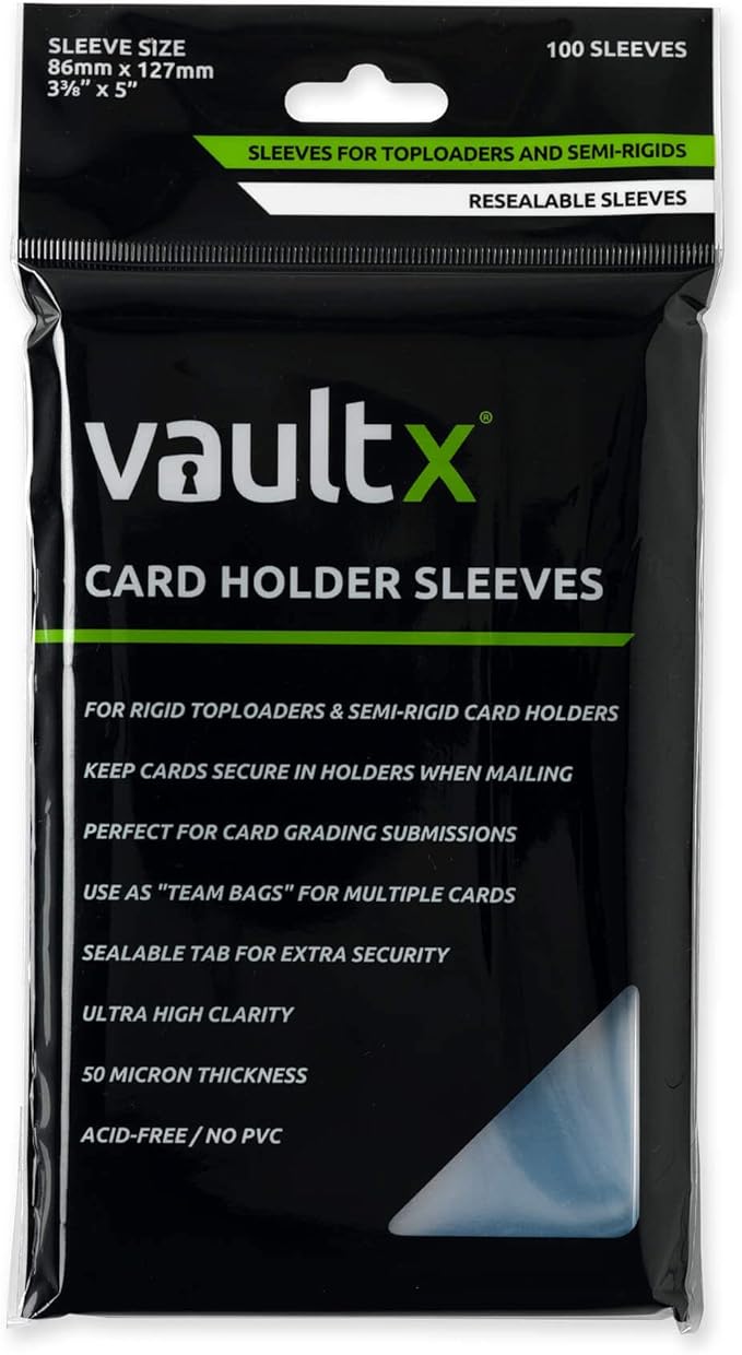 Vault X Card Holder Sleeves (100 Pack) Team Bags for Rigid Toploaders and Semi Rigid Card Holders, for Trading Cards