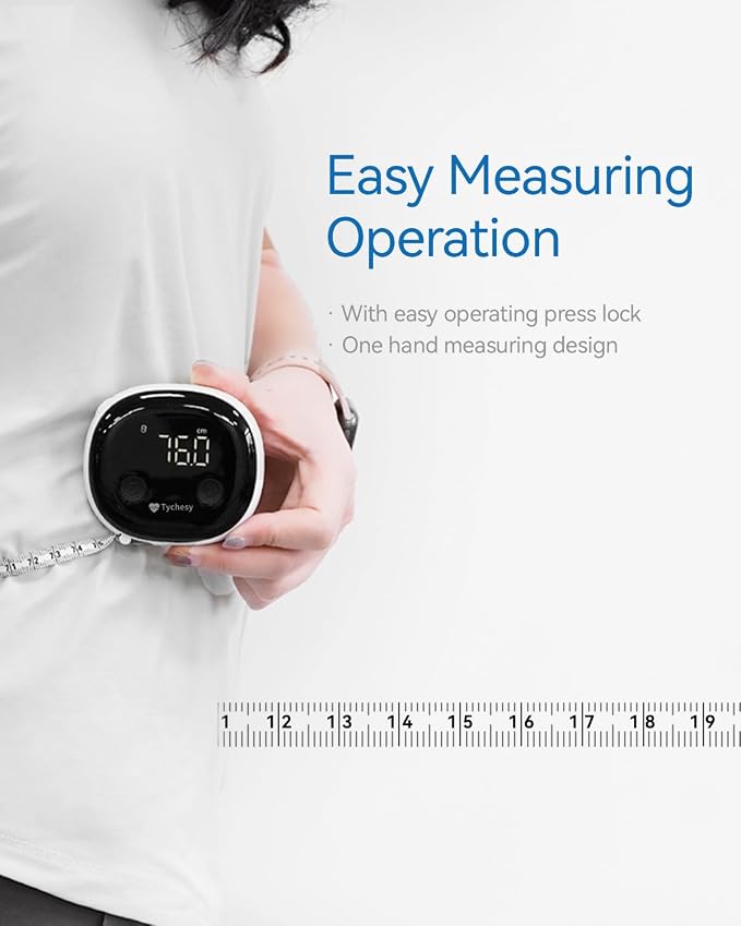 Smart Body Tape Measure, Bluetooth Digital Body Measuring Tape with APP for Body Measurement Device, Clear LED Display, USB-C Rechargeable
