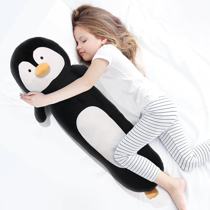 36” Long Penguins Plush Body Pillow, Cute Giant Black Penguin Stuffed Animals, Big Penguins Squishy Soft Plushies Toy, Gifts for Kids Girls and Boys, Birthdays Easter