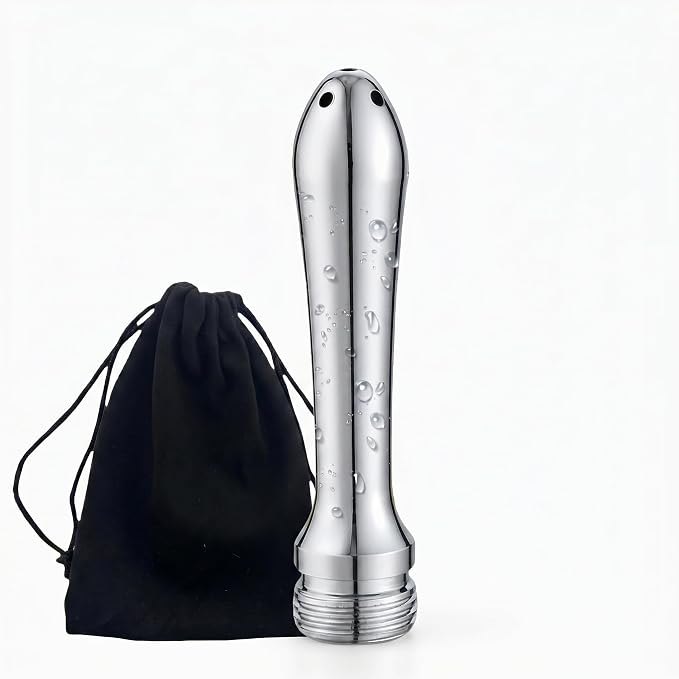5 Holes Aluminum New Nozzle Clean Shower Head, Aluminum Cleaner Flushing Cleansing System,Shower enemas for Colon Cleanse Men and Women(with velevt Bag)