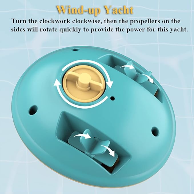 Windup Yacht Bath Toy, Funny Bathtub Speed Boat Toy Clockwork Ski Jet Ship Toy Speedboat Tub Toy Yacht Water Toy for Boys and Girls (Yellow)