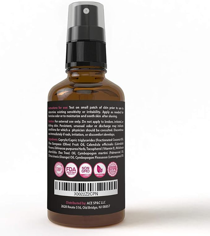 pHresh Feminine Spray - 100% All Natural Yoni Oil for Women - With Tea Tree, Lemongrass, Orange Essential Oils - 2 oz