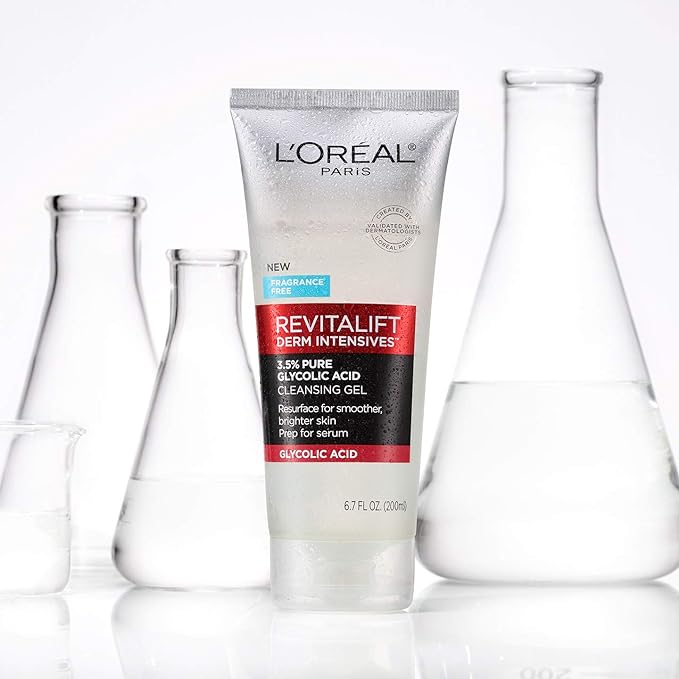 L'Oreal Paris Revitalift 3.5% Pure Glycolic Acid Brightening Cleansing Gel wth Salicylic Acid 6.7 fl oz,(Pack of 2)