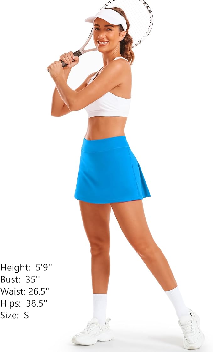 Stelle Women Tennis Skirt High Waisted Athletic Golf Skorts with Pockets | Tummy Control, Built-In Shorts, Deep Pockets, Pleated, Breathable, Lightweight, Tennis, Golf, Pickleball, Running, Workout