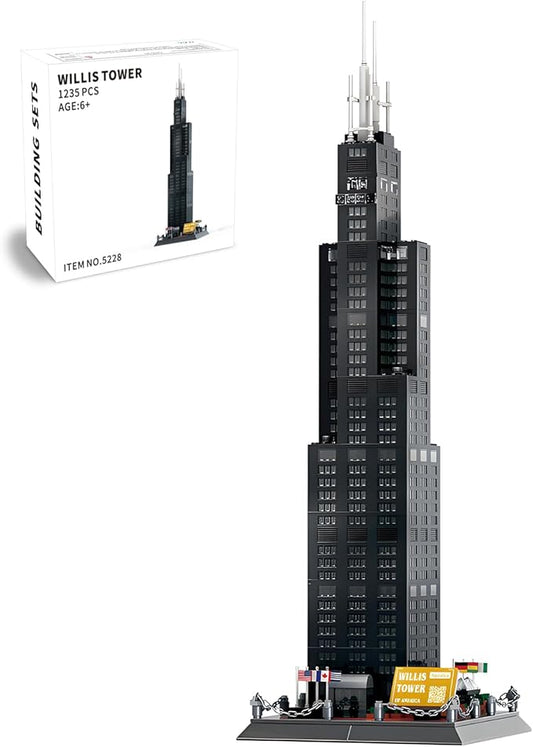 Willis Tower Chicago Architecture Model Building Block Sets,World Famous Landmark Series Toys Gitf for Kids Adults 1241 Pieces