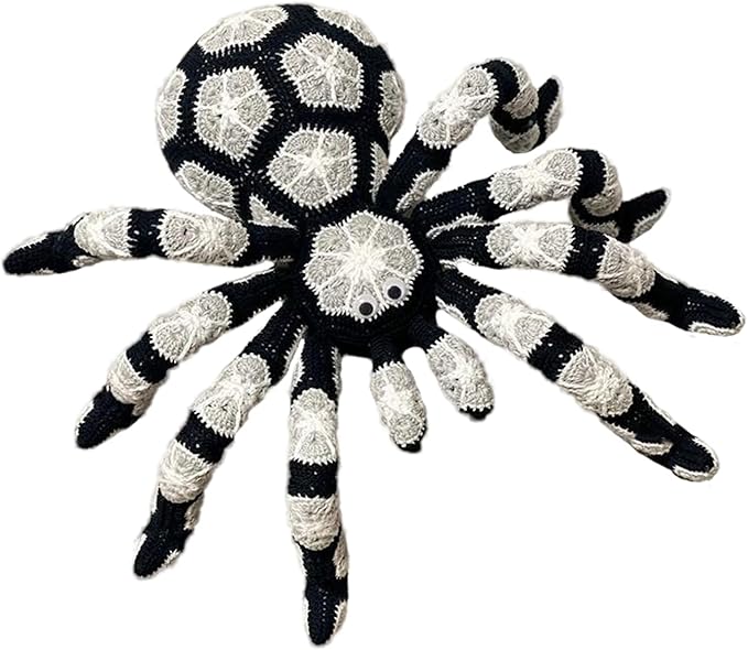 XKCL Hand Woven Plush Spider -12.6 inch Realistic Spider Plush Cute Hug Gift, Suitable for Sofa Bed, Family Party Decoration