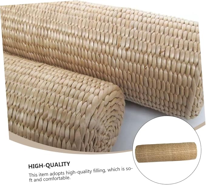 Homoyoyo 1pc Straw Cervical Pillow Neck Pillows for Travel Yoga Memory Bolster Pillow Sleeping Pillow Natural, 30x9cm, Beige