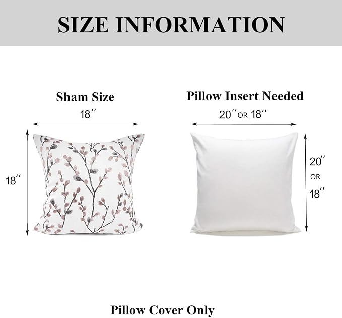 YOUR SMILE Classical Embroidery Jacquard Pink Leaf Pattern Square Decorative Throw Pillow Case Cushion Cover 18x18 inch