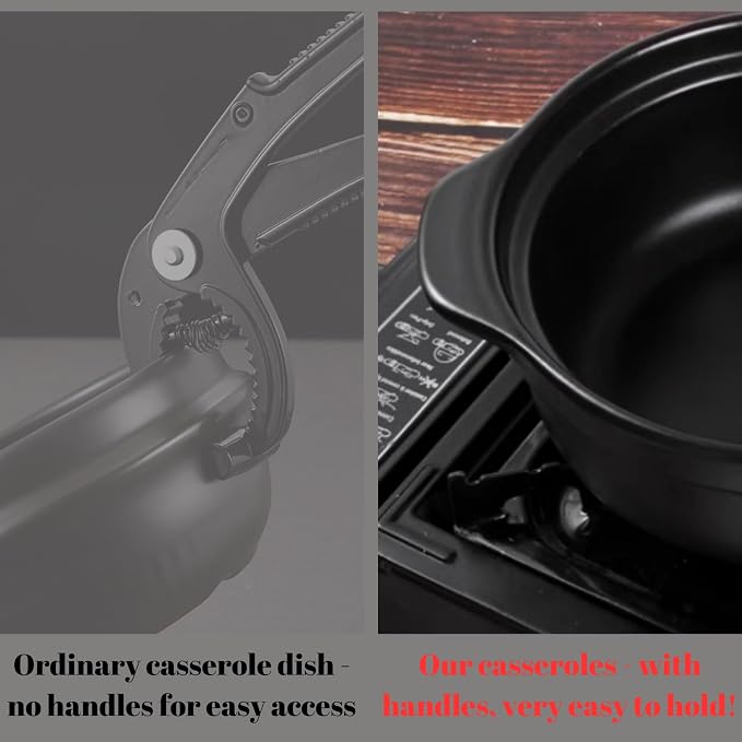 Korean Stone Pot, Ceramic Sizzling Hot Pot for Bibimbap Korean Stone Bowl with Lid and Trivet 40 oz Clay Pot for Cooking, Korean Cooking Pot, 1200ml, Black, for 1-2 people