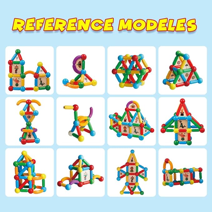 MAGBLOCK 90PCS Magnetic Building Sticks Toy Building Blocks Gift for Boys and Girls, Magnet Sticks Balls and Rods Sets, Sensory Montessori Toys for Preschool Toddlers Kids
