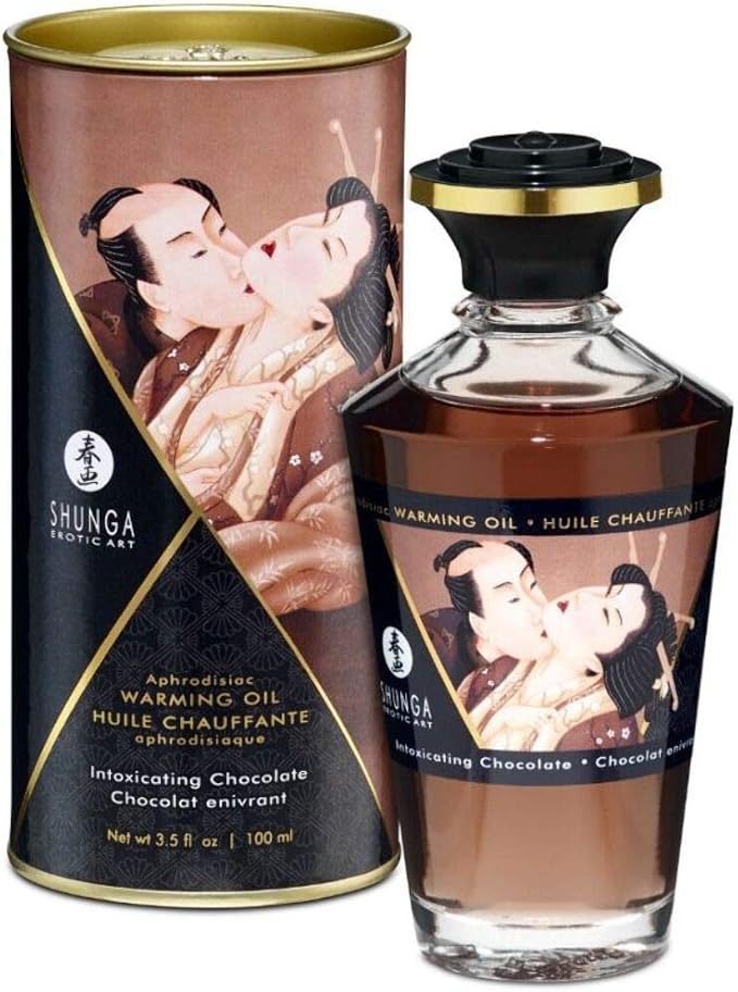 Shunga Warming Massage Oil, Chocolate, 3.5 Fluid Ounce