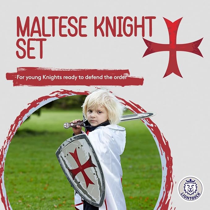Liontouch - Maltese Crusader Knight Foam Sword & Shield – for Kids Aged 3-8 Years | Medieval Pretend Play Set with Red Cross | Safe Toy Weapon & Battle Accessory for Dress Up & Costumes for Boys