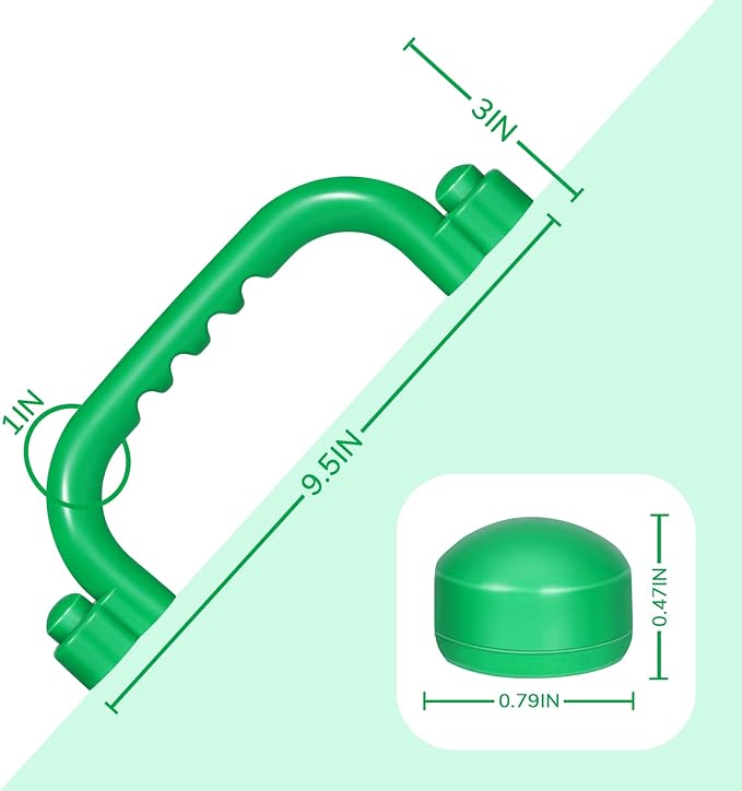 TOPNEW 4Pcs Kids Playground Safety Handles -Swing Set & Climbing Frame Hand Grips, Multi-Color Plastic Grab Bars for Outdoor Playhouse, Jungle Gym, Climbing Frame (Green)
