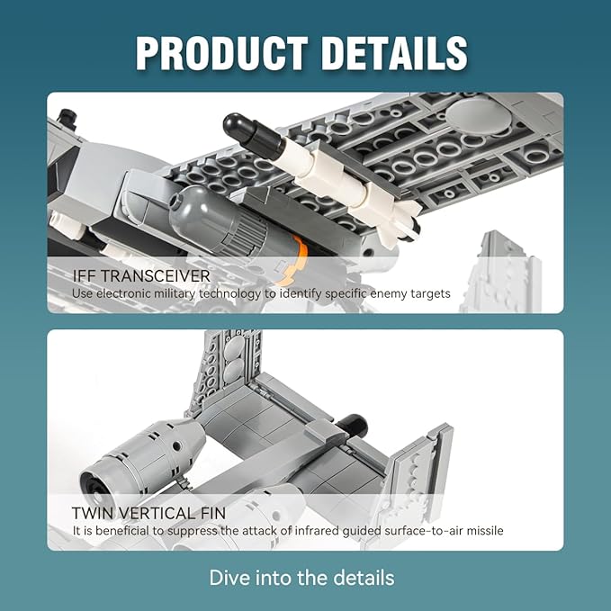 DAHONPA A10 Warthog Attack Plane Military Series Building Bricks Set (900 Pcs) Air-Force Fighter Build Blocks Toy, Gift for Adult