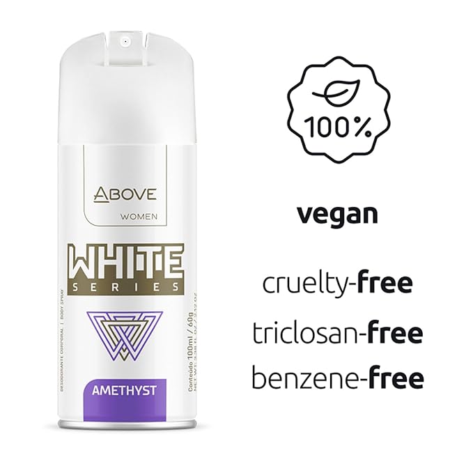 ABOVE White Series Body Spray, Amethyst, 2.12 oz - Deodorant Spray - Masks Perspiration Odors - Long-Lasting Dry Spray - Paraben-Free - Cruelty-Free