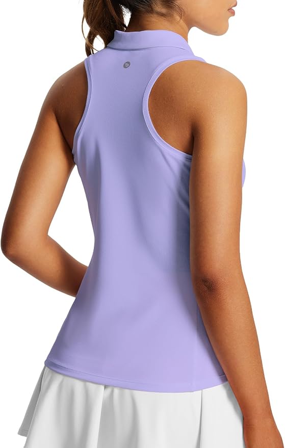 baleaf Women's Golf Shirts Sleeveless Polo Racerback with Zipper Collar | Upf 50+ Sun Protection; Racerback for Free Movement; Quick-Dry and 1/4 Zipper Collar.Perfect for Golf, Tennis and Pickleball