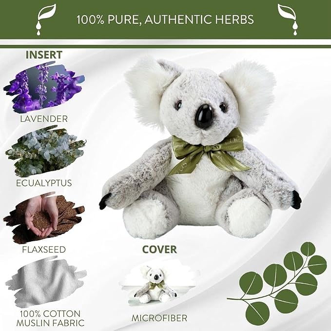 Sonoma Lavender Plush Microwaveable Aromatherapy Pillow, Eucalyptus Scented with Removable Washable Cover, Kalee the Koala