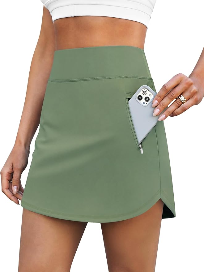 LouKeith Golf Skirts for Women Tennis Skirt with Zipper Pockets High Waisted Running Casual Athletic Skorts Built-in Shorts
