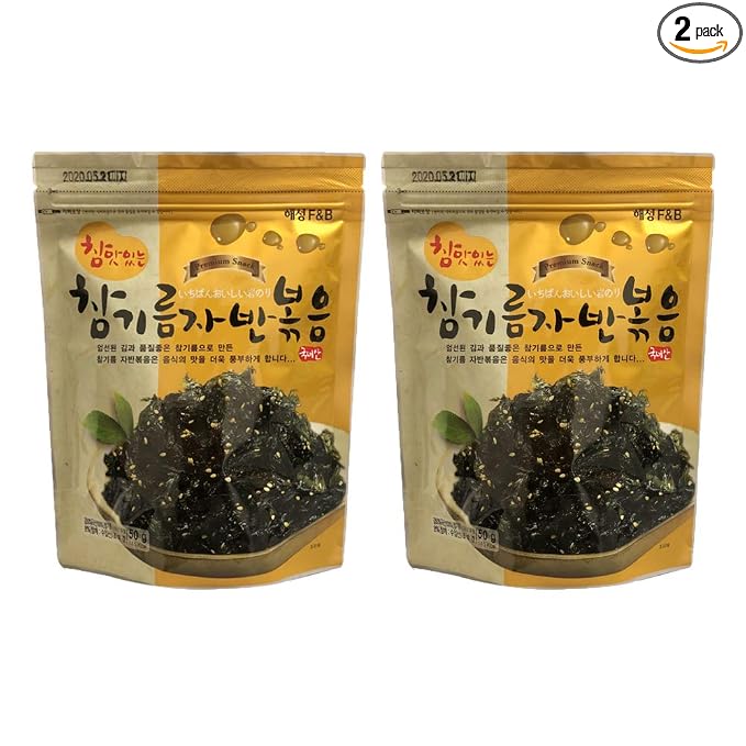 Korean Premium Roasted and Sea Salted Seasoned Seaweed Laver Snack 50g (Pack of 2)