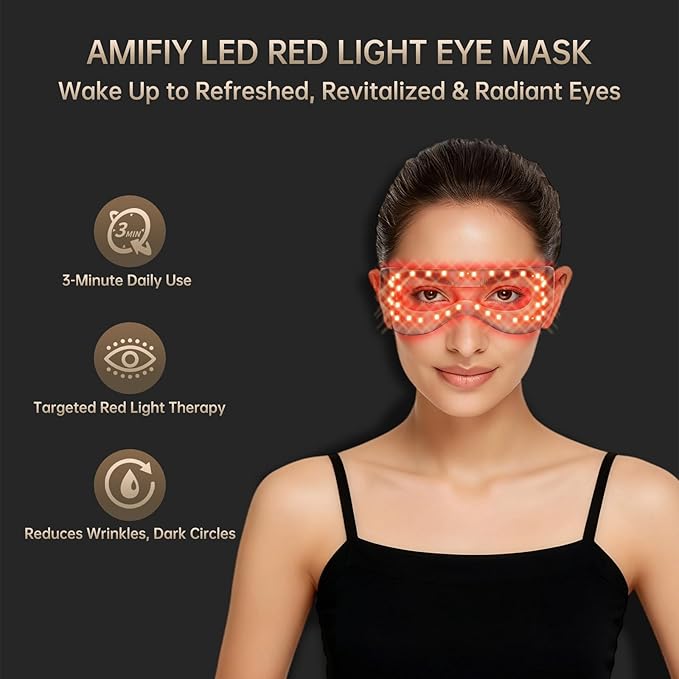 Red Light Therapy for Eyes, 4-in-1 3 Minutes Treatment Under Eye Red Light Mask, Targets Fine Lines, Eye Bags, Wrinkles & Dark Circles, Rejuvenating Eye Massager for Men Women (Black)
