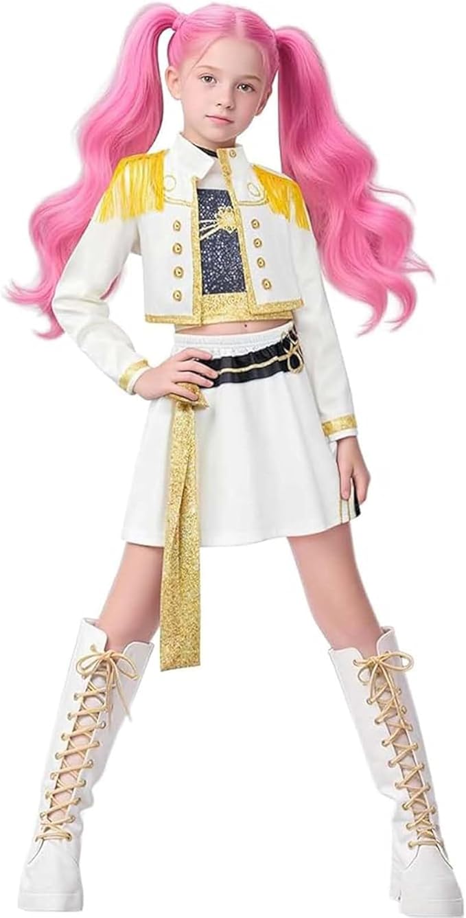 Pop Idol Cosplay Costume K-Pop Rumi Mira Zoey Popular Singers Stage Costumes for Ages 2-12 De-Mon Costumes