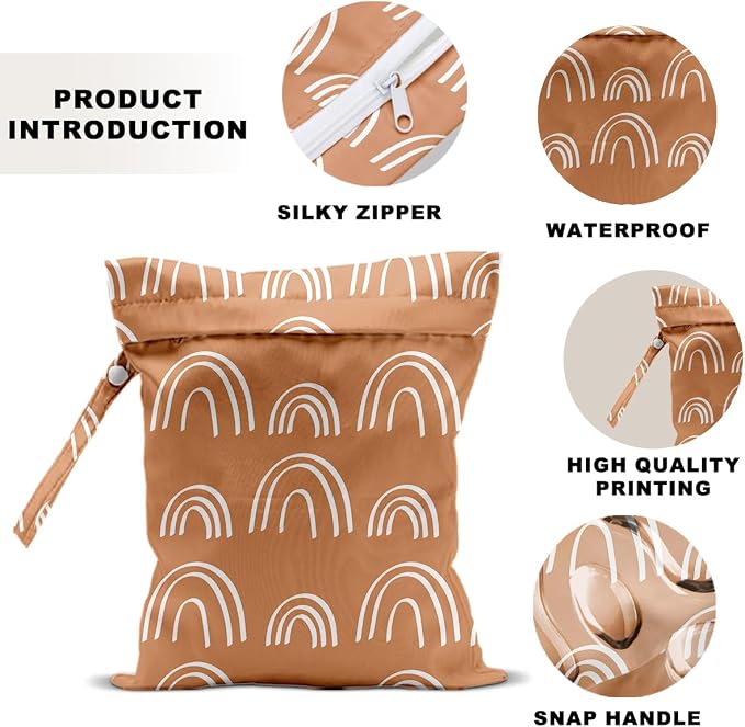 2 PCS Travel Laundry Bags 12x10 Inch, Waterproof Reusable Wet Bag with Two Zippered Pockets & Handle,Wet Dry Bag for Swimsuit Clothes Beach Pool Gym Stroller Yoga Toiletries Daycare Organizer