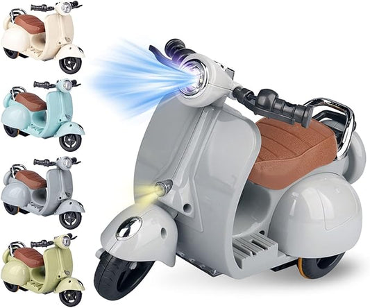 Accessories for 17cm Dolls - Doll Scooter Toy with LED Lights and Music, Cute Motorcycle Toy, Decorative Desktop Ornament for Doll Collectors (Gray)