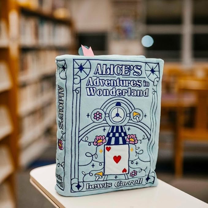 Punchkins Alice in Wonderland Book Plush, Soft Collectible Gift for Book Lovers, Readers, Teachers, Bookworms– Literary Decor for Library, Office, or Study– 11x7/PillowSize