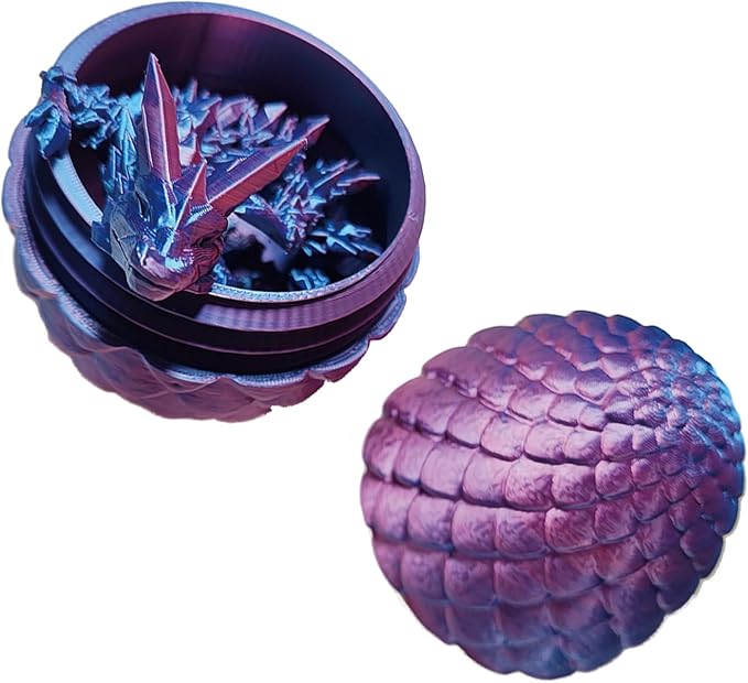 Dragon Eggs with Dragon Inside, Dragon Egg Fidget Toy, 3D Dragon Eggs with Dragon Inside, Mystery Dragon Egg, 3D Printed Dragon Egg, Stocking Easter Basket Stuffers (Three-Colour)