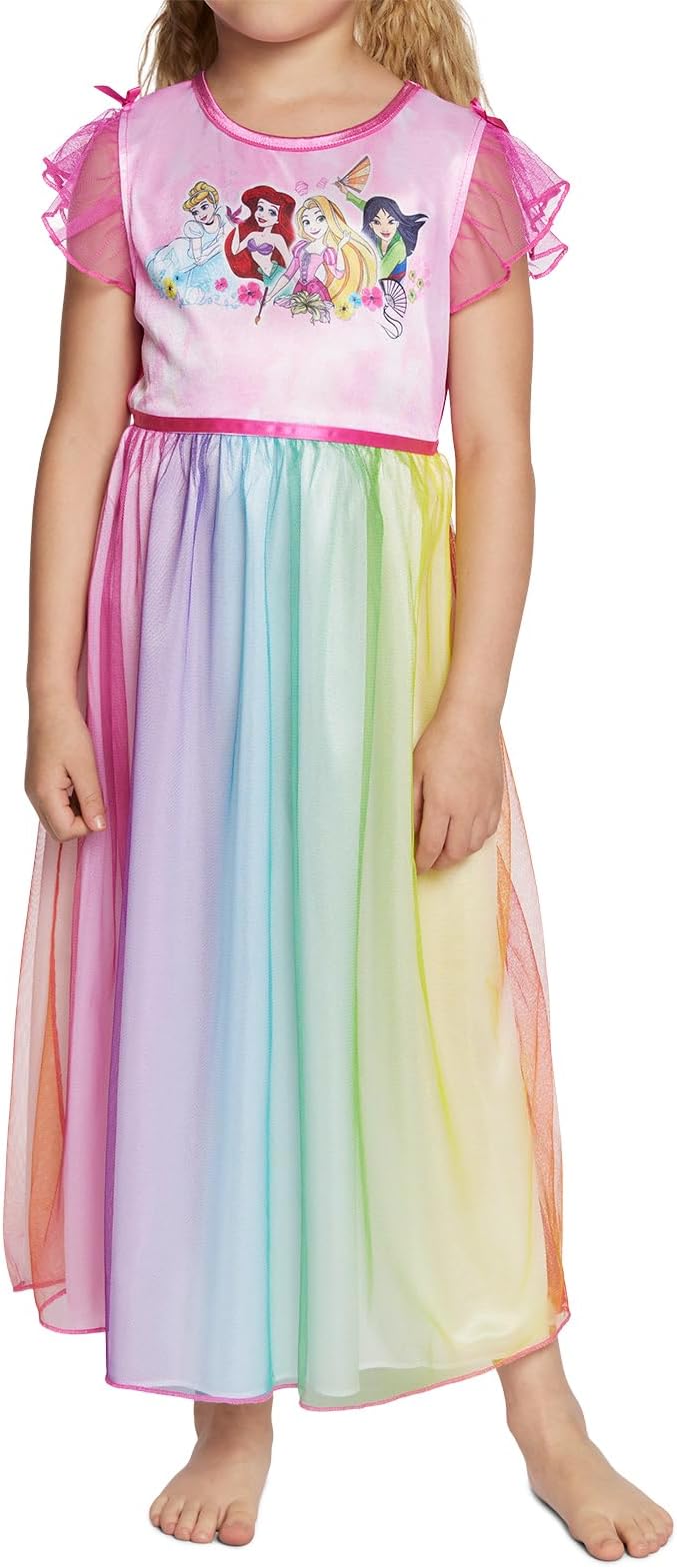 Disney Girls' Princess Dress Nightgown, Fantasy Gown, Soft & Cute Pajamas for Kids