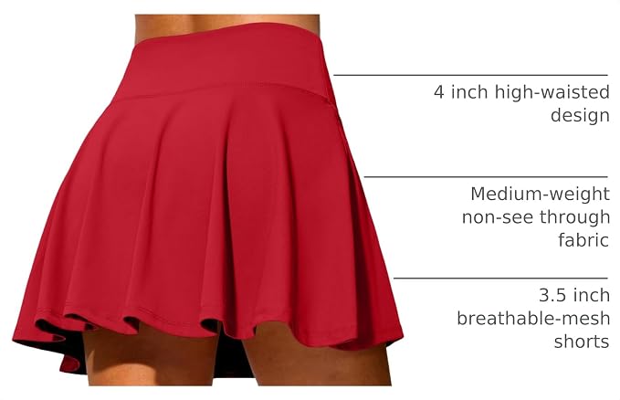 14" Tennis Skirt Golf Skorts with Pockets Tummy Control Shorts Pleated Skirts for Women Athletic Dressy Casual