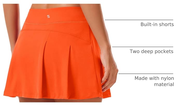 Stelle Women Tennis Skirt High Waisted Athletic Golf Skorts with Pockets | Tummy Control, Built-In Shorts, Deep Pockets, Pleated, Breathable, Lightweight, Tennis, Golf, Pickleball, Running, Workout