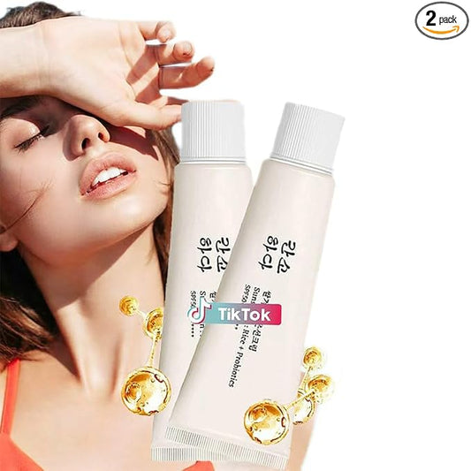 2 Pcs Relief Organic Korean Sunscreen SPF50+, Rice and Probiotics SPF50+ PA++++ Face Skin Care Sunscreen for All Skin Type and UV Defense.