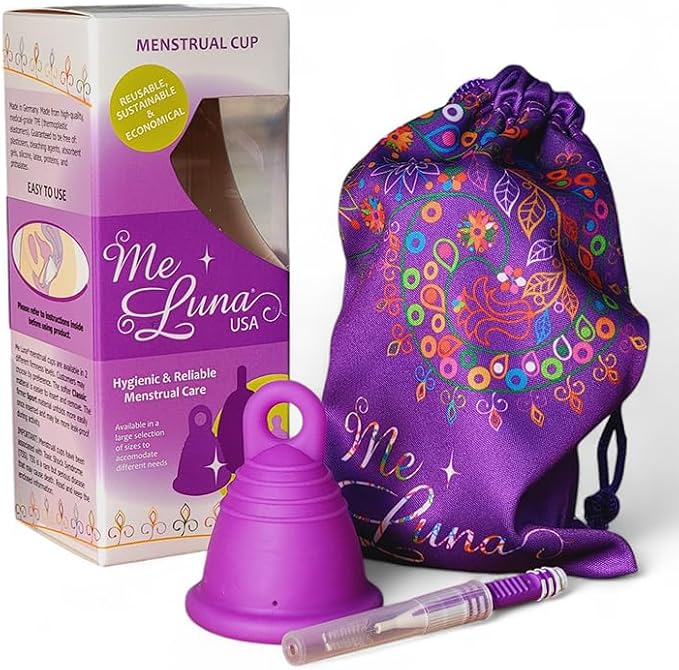 Most Customizable Menstrual Cup with Ring Handle | MeLuna Me Luna | Comfortable Period Cup Reusable Cup | Tampon Pad Alternative for Low Cervix | Shorty