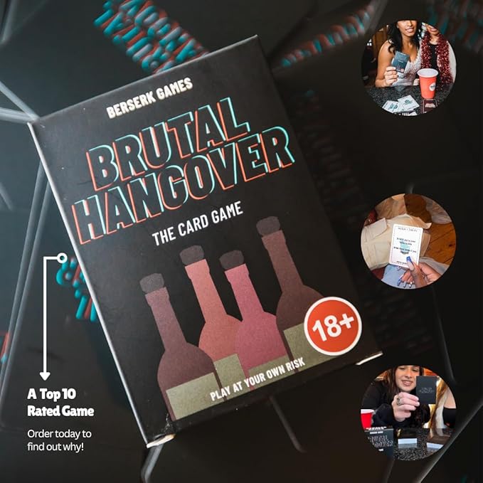 Brutal Hangover - Drinking Game | 3 in 1 Party Card Game with Savage Dares & Wild Questions | Fun Games for Game Night, Pregame, Bachelorette Party | 21st Birthday