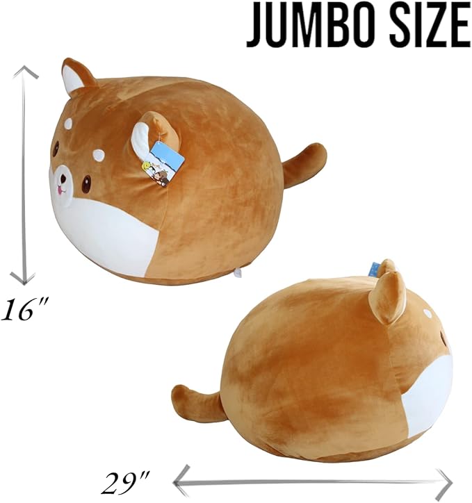 29-Inch Jumbo Shiba Inu Plush – Giant Stuffed Dog Toy, Squishy & Soft Cuddle Buddy for Kids & Adults – Kawaii Dog Pillow, for Girls, Boys, Pet Lovers, Home Decor