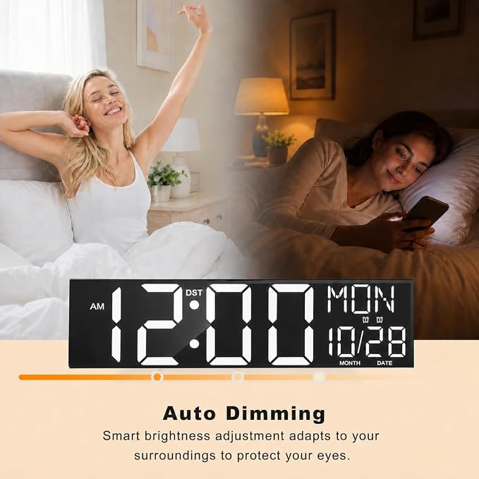 JALL 30" Giant Digital Wall Clock, Extra Large LED Clock with Remote, Huge Wall Clock with Jumbo Numbers for Living Room, White