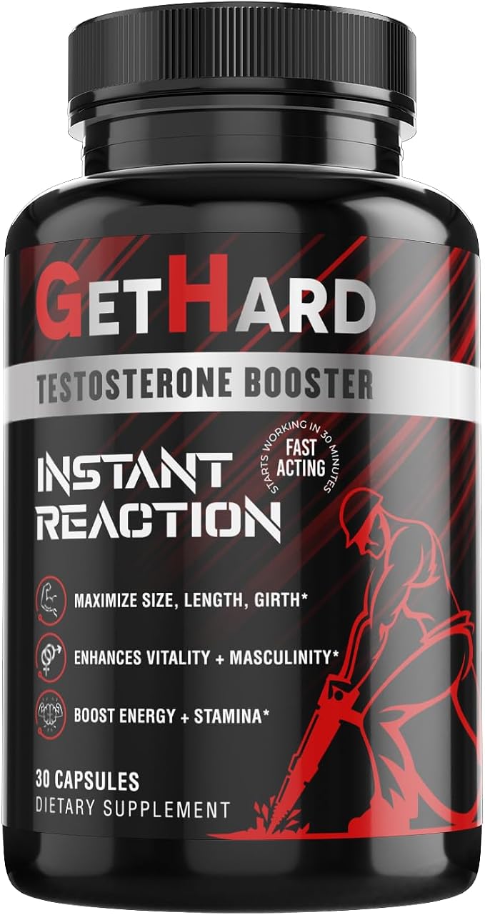GETHARD™ Male Performance + MULTIVITAMIN – Increase Size, Strength, Stamina | Nitric Oxide & Testosterone Enhancer w/Ginseng & MacaRoot +19 Fast Acting Natural Ingredients